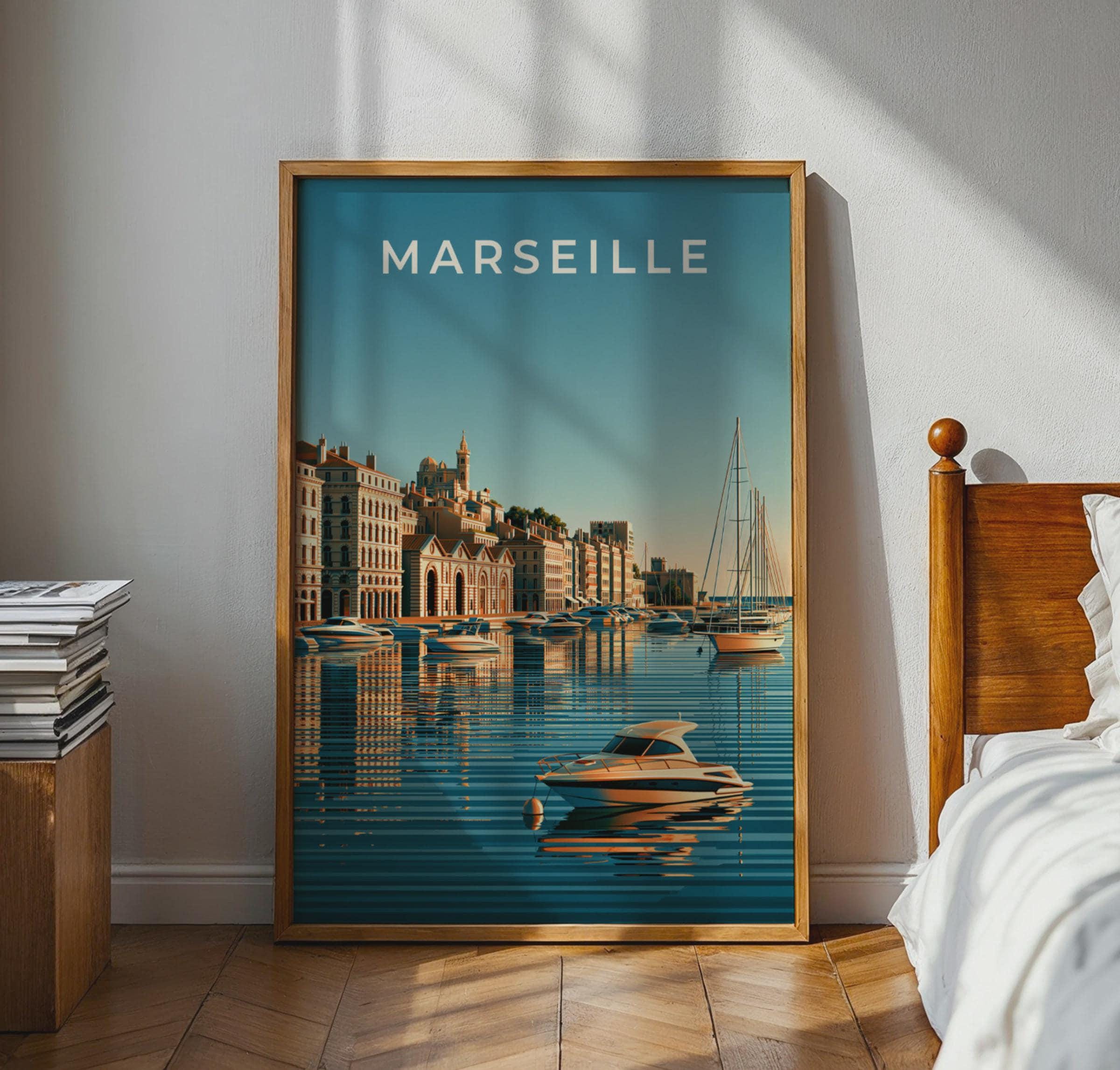 Marseille Coastal Cityscape Print Wall Art - Travel Wall Art
