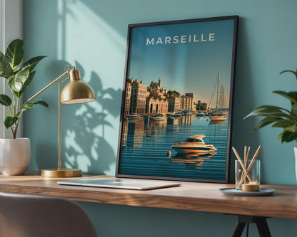 Marseille Coastal Cityscape Print Wall Art - Travel Wall Art