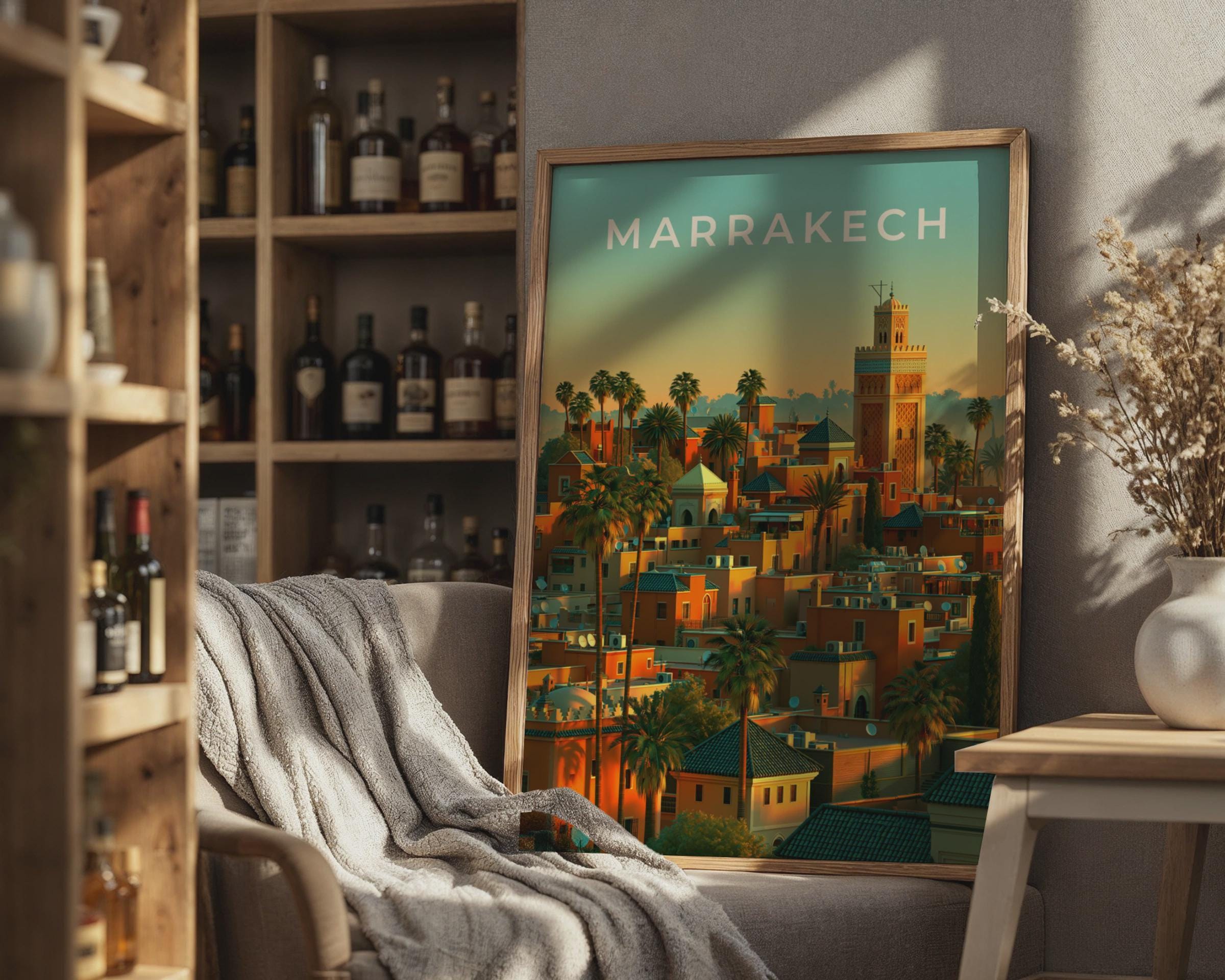 Marrakech Cityscape Wall Art Print - Travel Wall Art