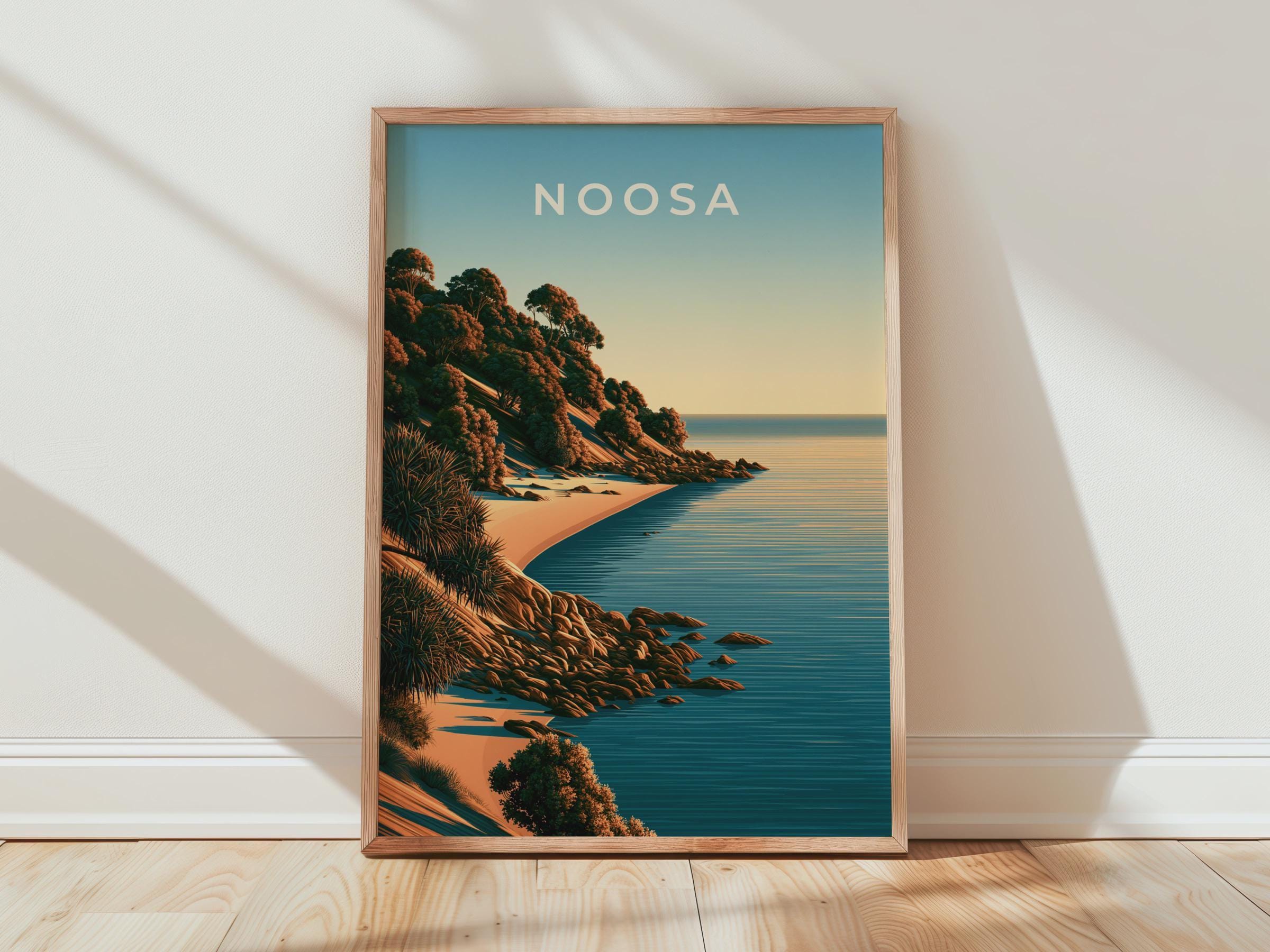 Noosa Coastal Art Print Beach Landscape Poster - Travel Wall Art