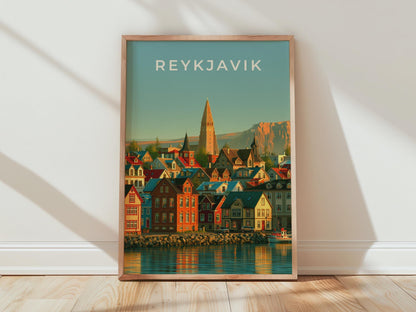Reykjavik Colourful Cityscape Art Print - Travel Wall Art