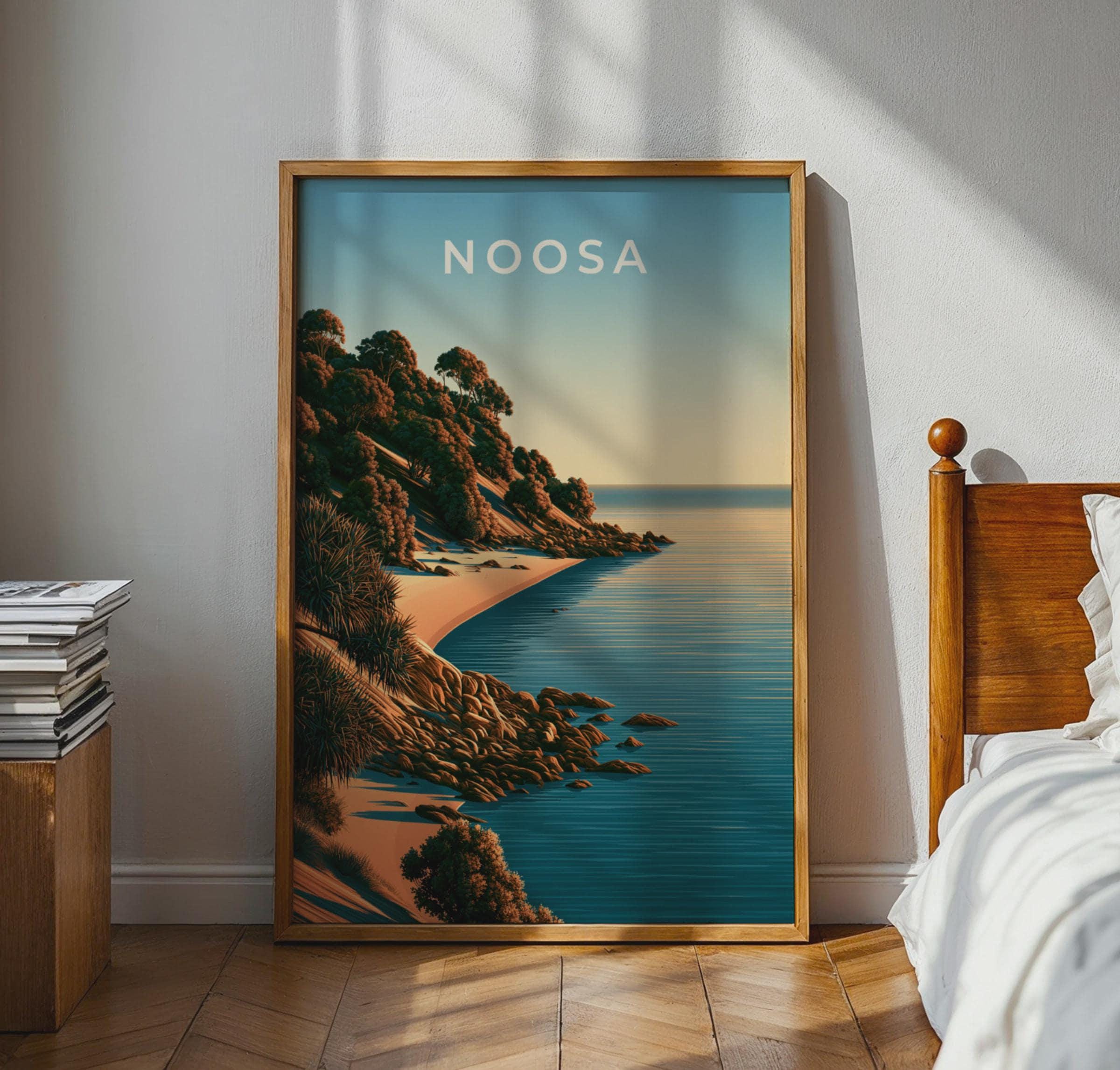 Noosa Coastal Art Print Beach Landscape Poster - Travel Wall Art