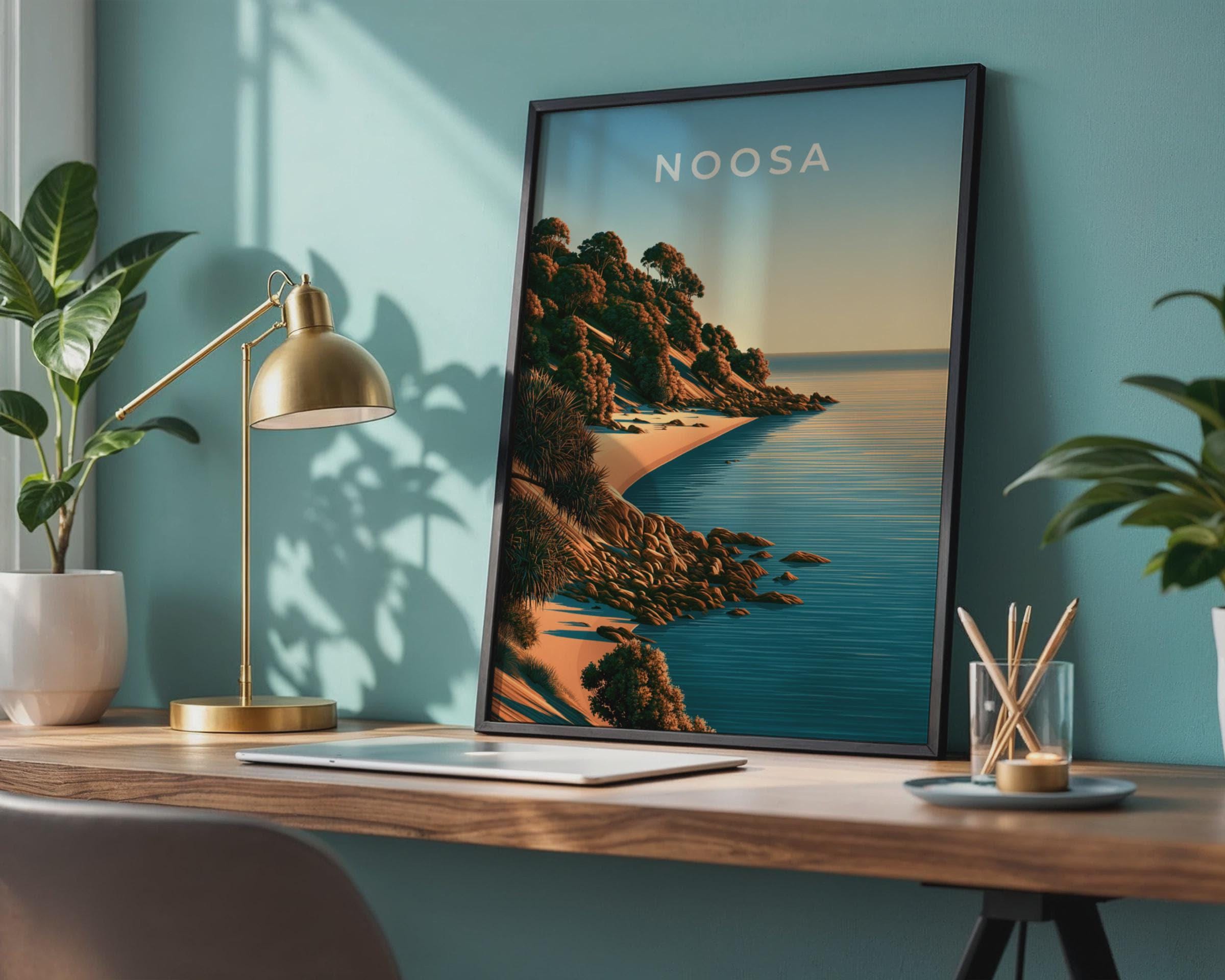 Noosa Coastal Art Print Beach Landscape Poster - Travel Wall Art