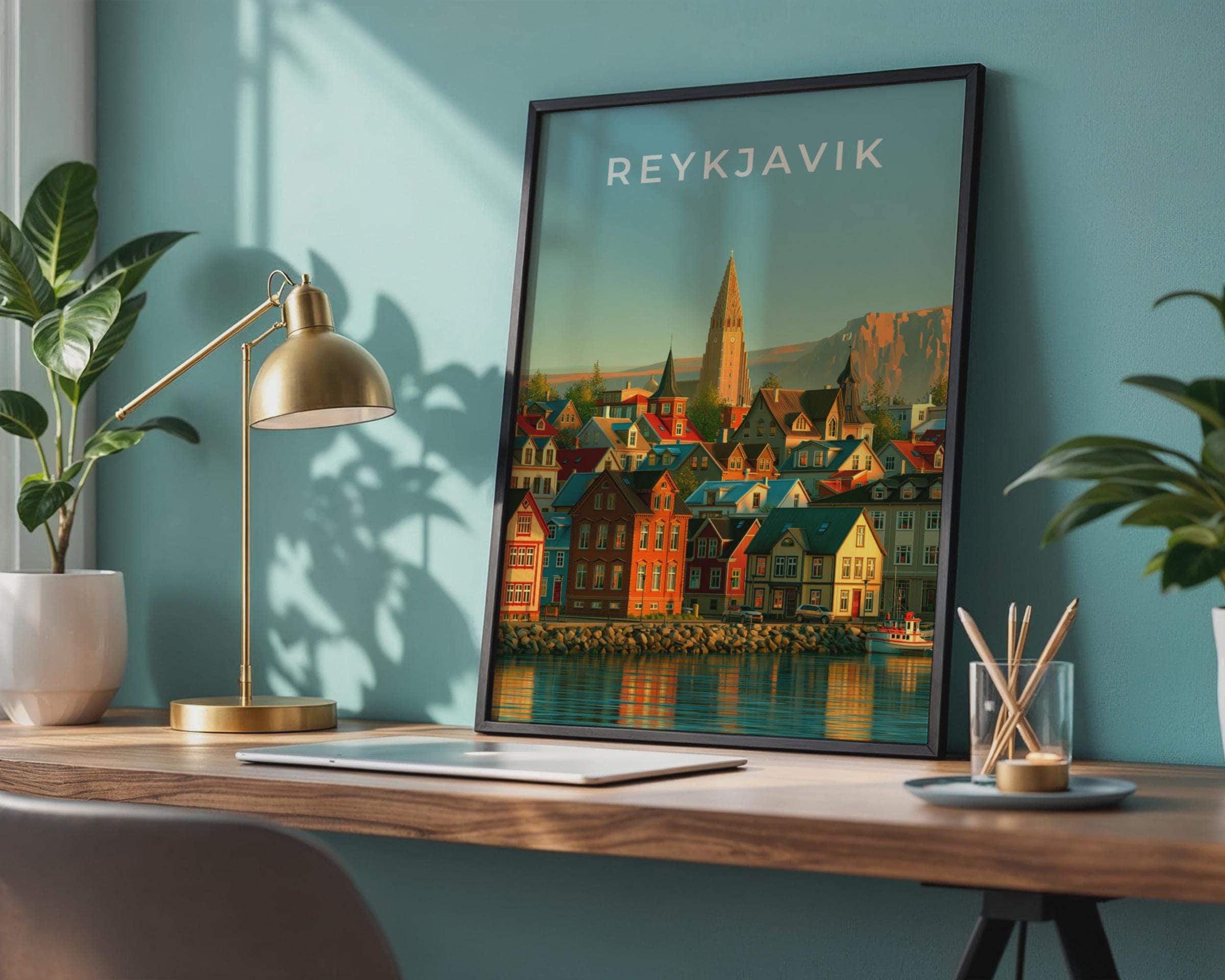 Reykjavik Colourful Cityscape Art Print - Travel Wall Art