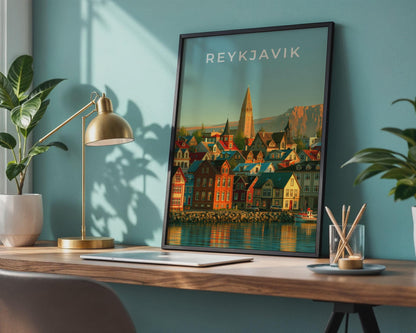 Reykjavik Colourful Cityscape Art Print - Travel Wall Art