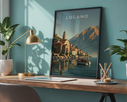 Lugano Wall Art Minimalist Print Poster - Travel Wall Art
