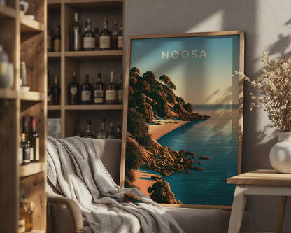 Noosa Coastal Art Print Beach Landscape Poster - Travel Wall Art