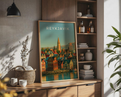 Reykjavik Colourful Cityscape Art Print - Travel Wall Art