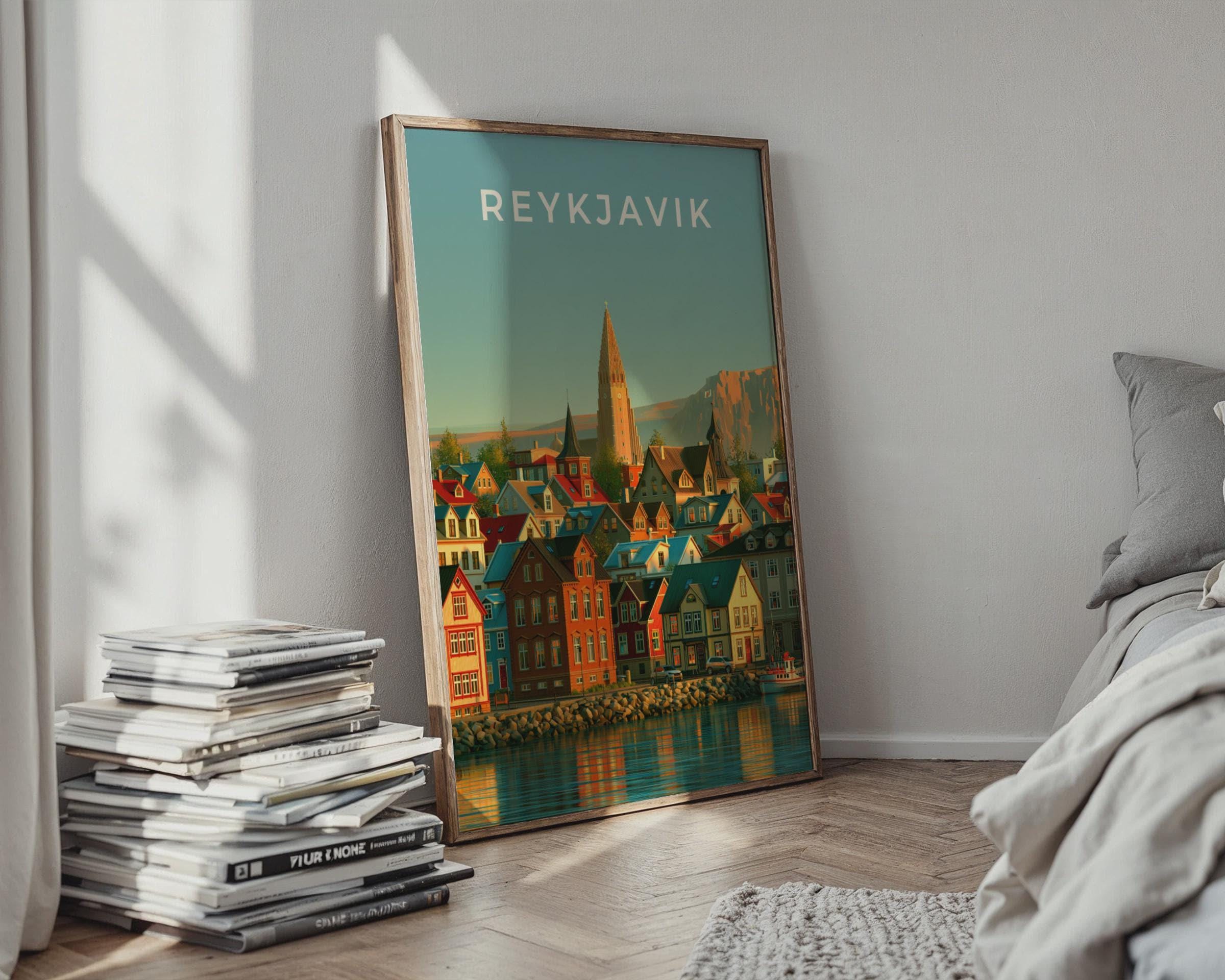Reykjavik Colourful Cityscape Art Print - Travel Wall Art