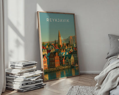 Reykjavik Colourful Cityscape Art Print - Travel Wall Art