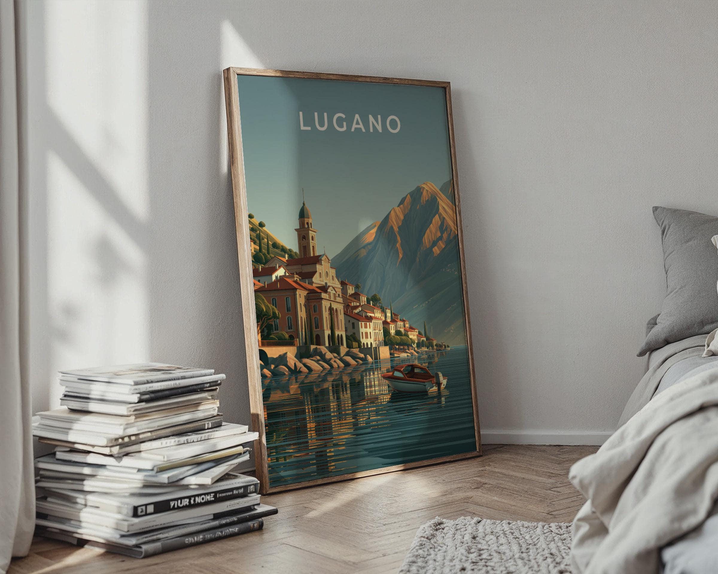 Lugano Wall Art Minimalist Print Poster - Travel Wall Art