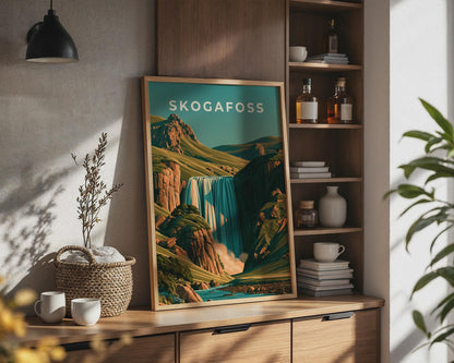 Skogafoss Waterfall Wall Art Print Iceland - Travel Wall Art