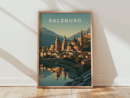 Salzburg Cityscape Art Print Poster - Travel Wall Art