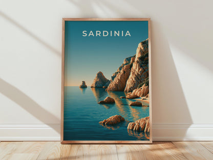 Sardinia Coastal Poster Seascape Art Print Landscape Wall Art - Travel Wall Art