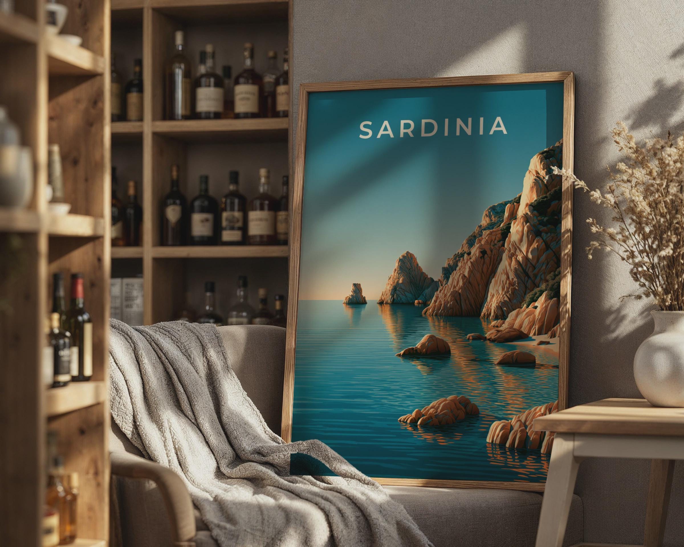 Sardinia Coastal Poster Seascape Art Print Landscape Wall Art - Travel Wall Art