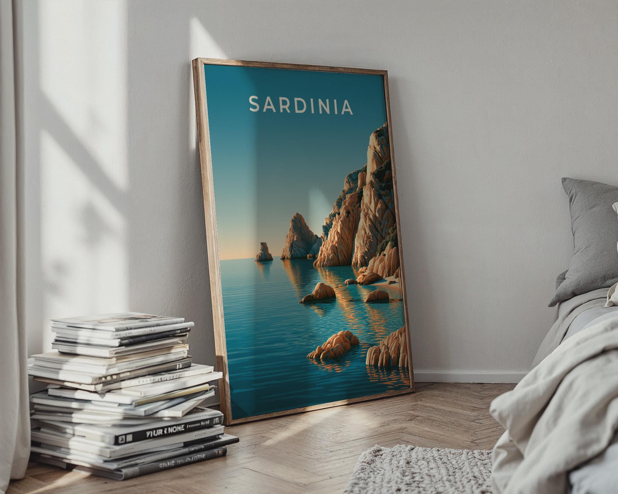 Sardinia Coastal Poster Seascape Art Print Landscape Wall Art - Travel Wall Art