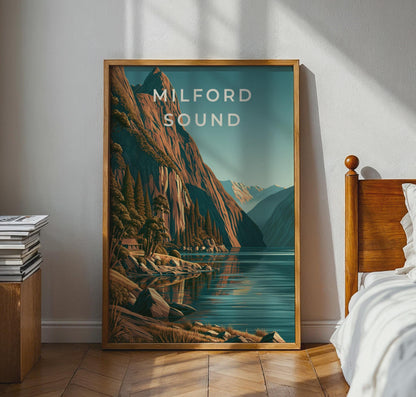 Milford Sound Scenic Landscape Art Print - Travel Wall Art
