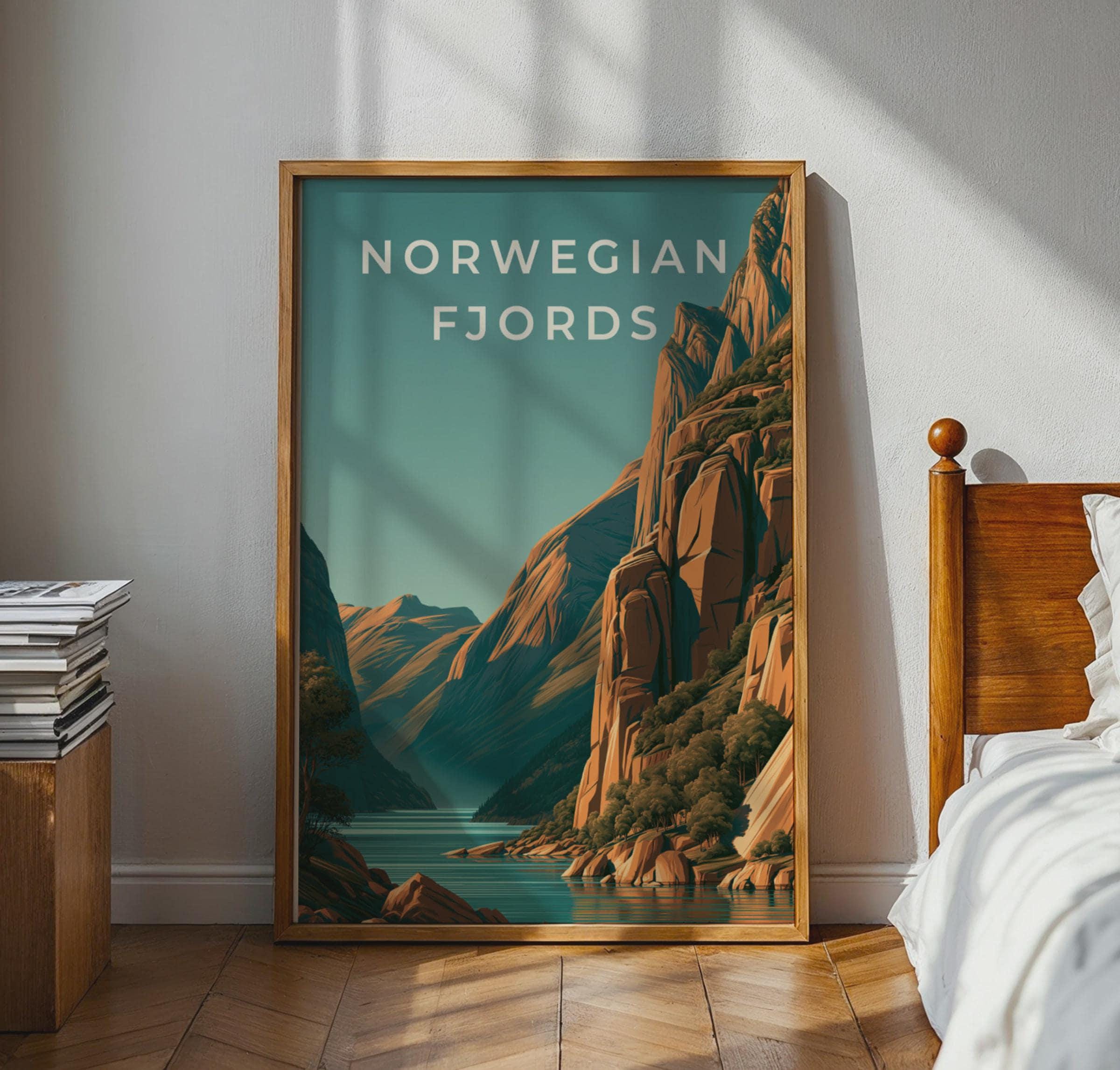Fjord Landscape Art Print Norwegian Scenery Wall Art - Travel Wall Art