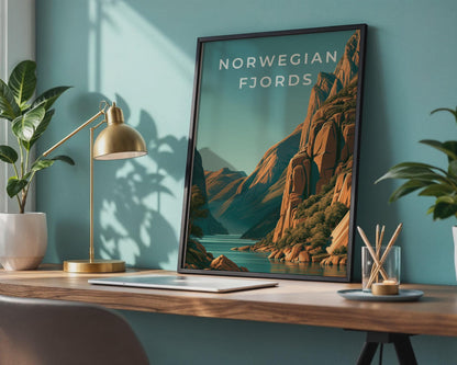 Fjord Landscape Art Print Norwegian Scenery Wall Art - Travel Wall Art