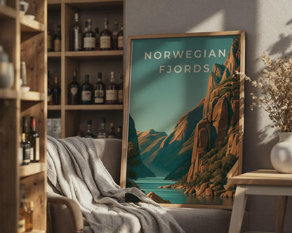 Fjord Landscape Art Print Norwegian Scenery Wall Art - Travel Wall Art