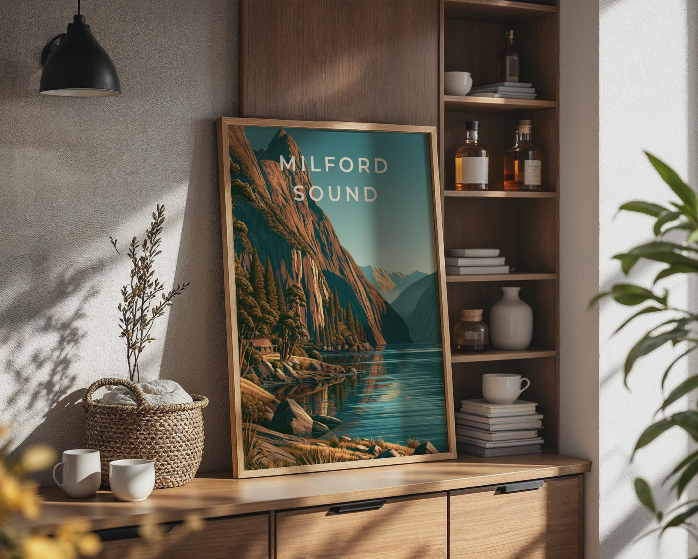 Milford Sound Scenic Landscape Art Print - Travel Wall Art