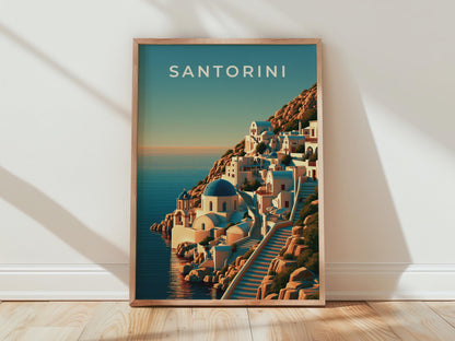Santorini Coastal Landscape Print - Travel Wall Art