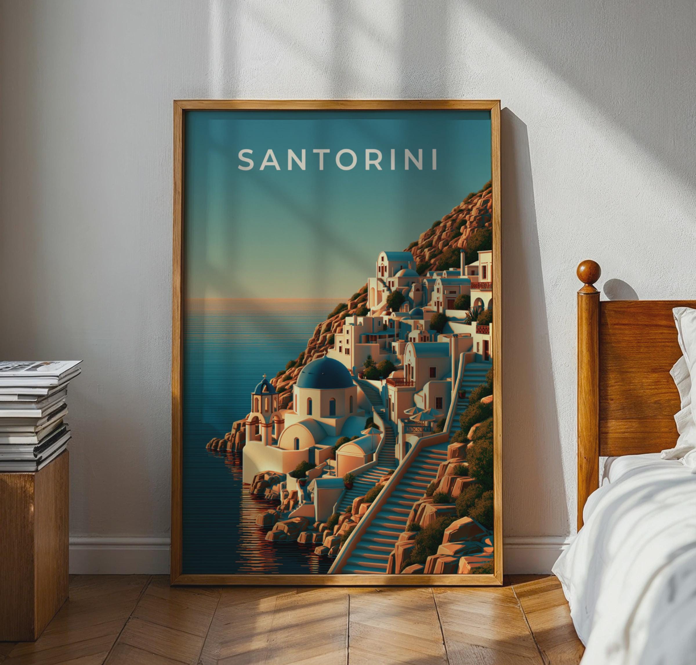 Santorini Coastal Landscape Print - Travel Wall Art