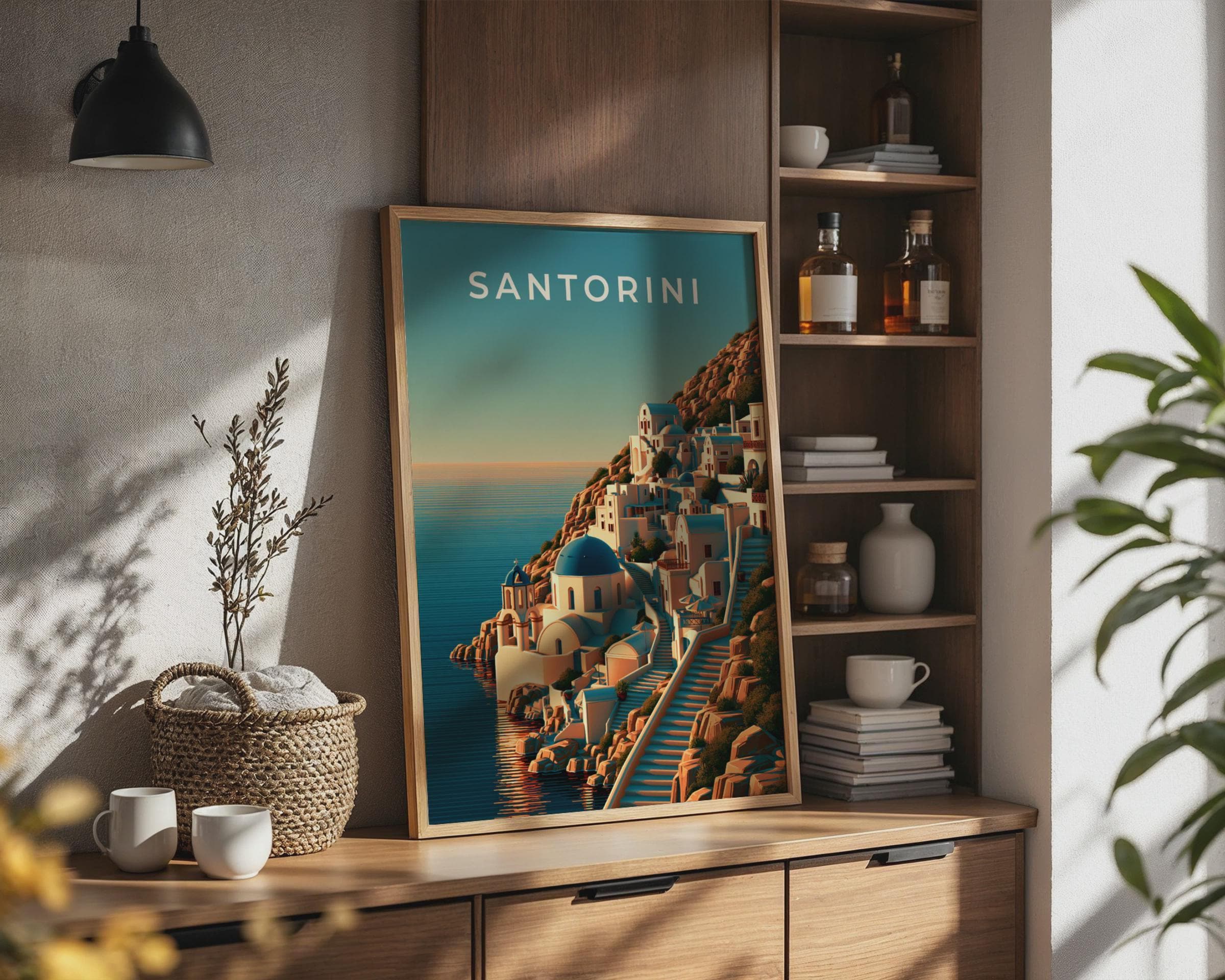 Santorini Coastal Landscape Print - Travel Wall Art