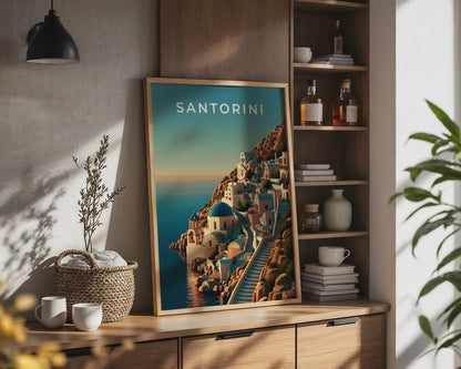 Santorini Coastal Landscape Print - Travel Wall Art