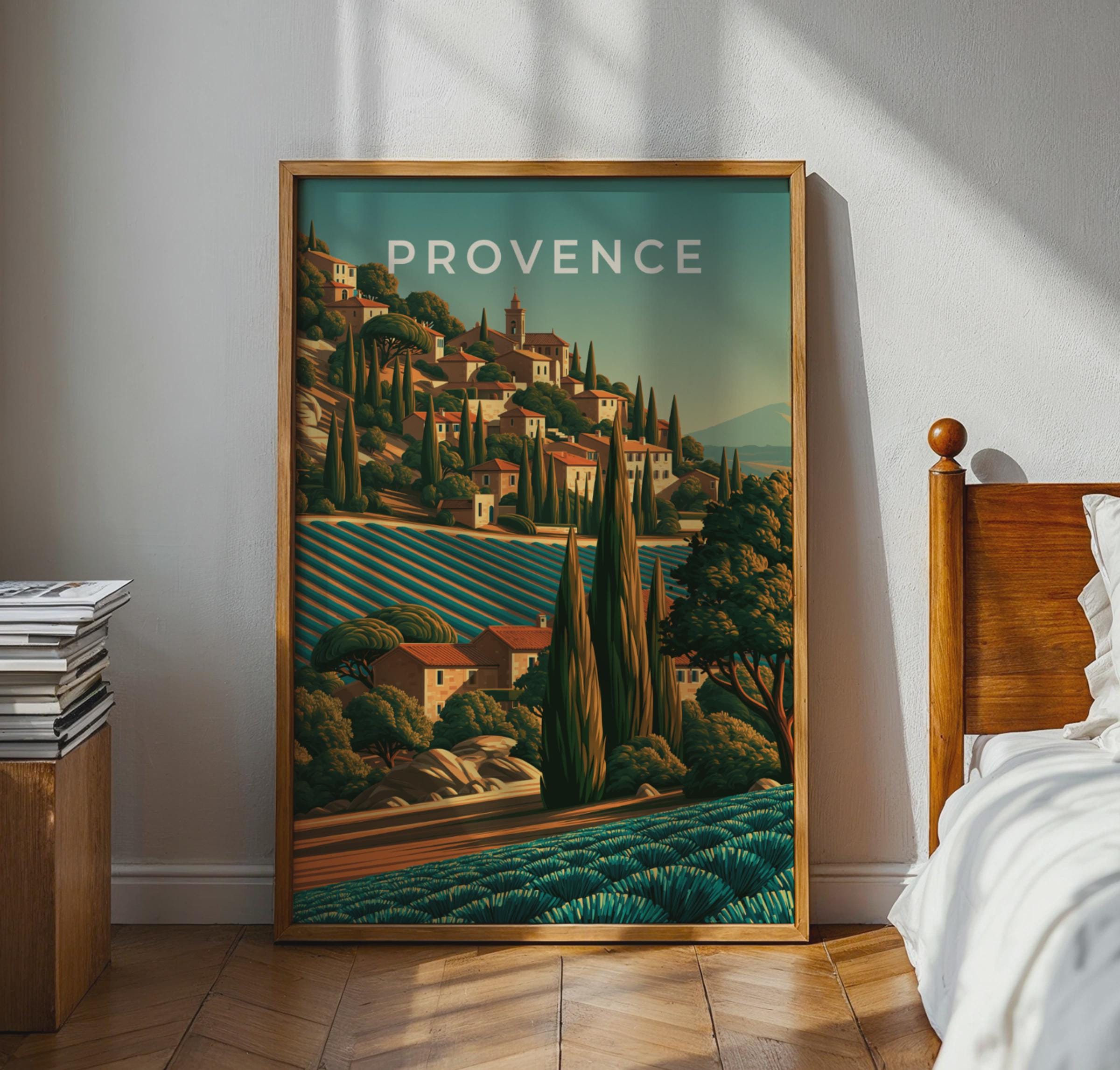 Provencal Landscape Vineyard Print Wall Art - Travel Wall Art