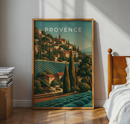 Provencal Landscape Vineyard Print Wall Art - Travel Wall Art