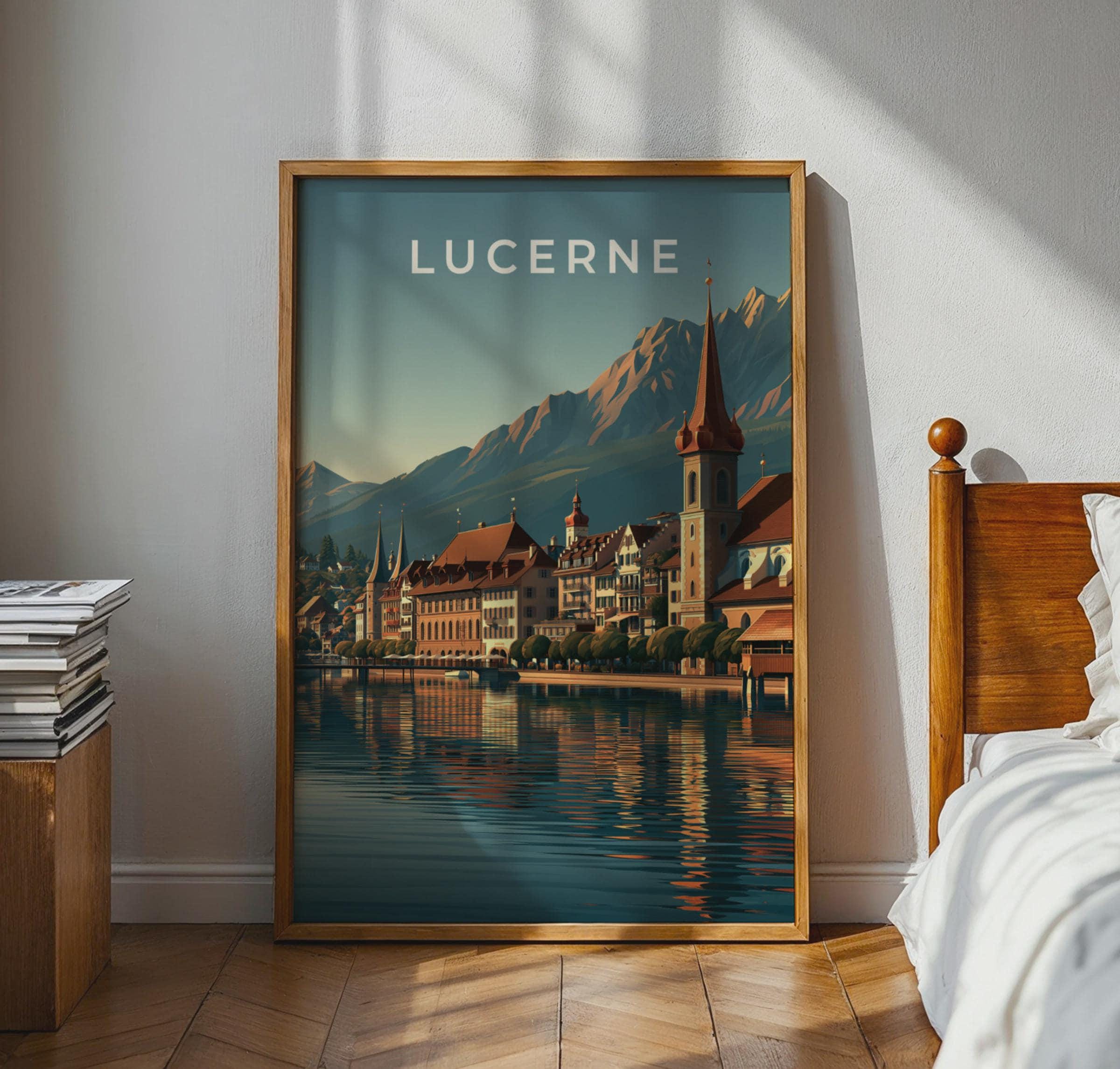 Lucerne Landscape Poster Cityscape Art Print - Travel Wall Art