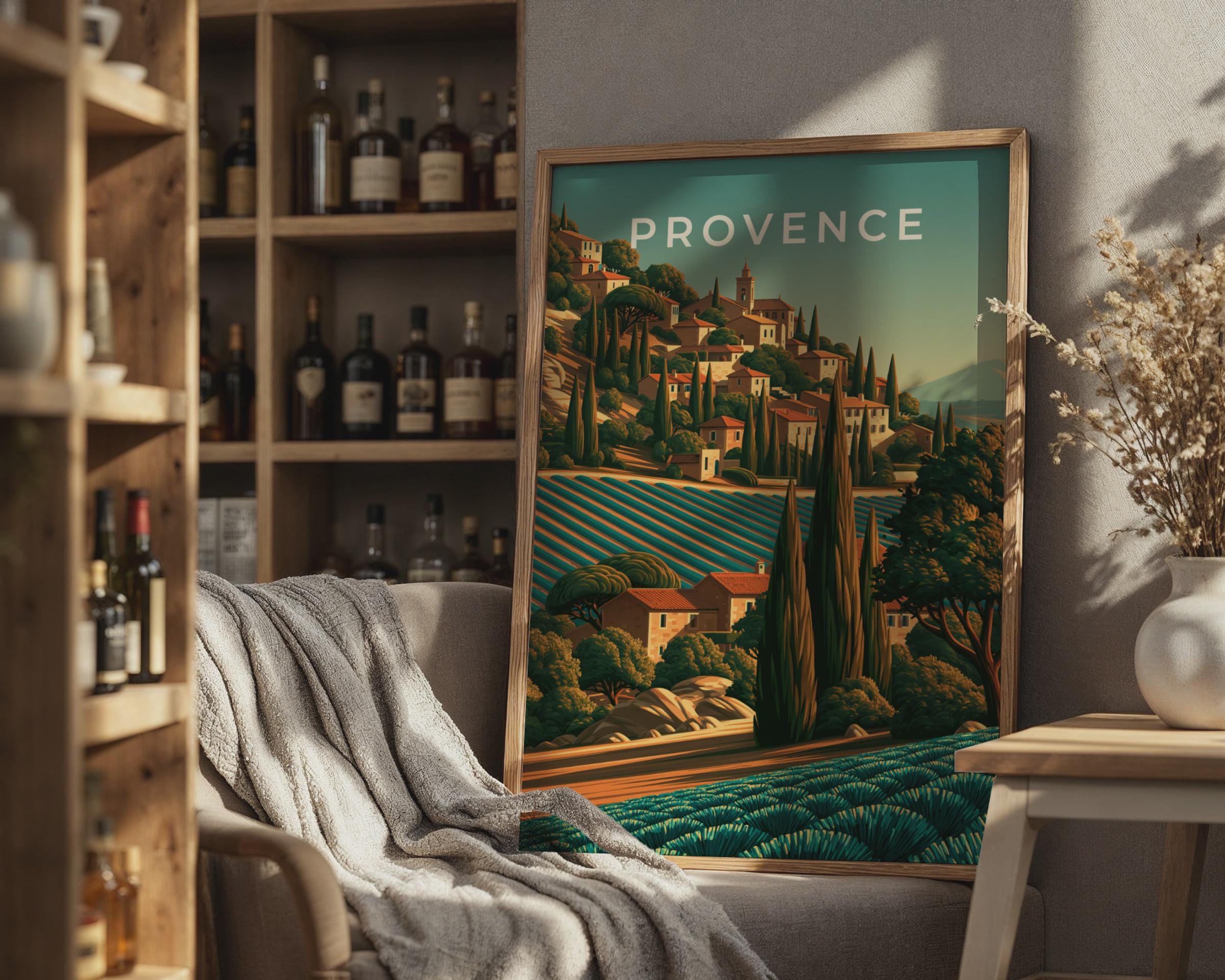 Provencal Landscape Vineyard Print Wall Art - Travel Wall Art