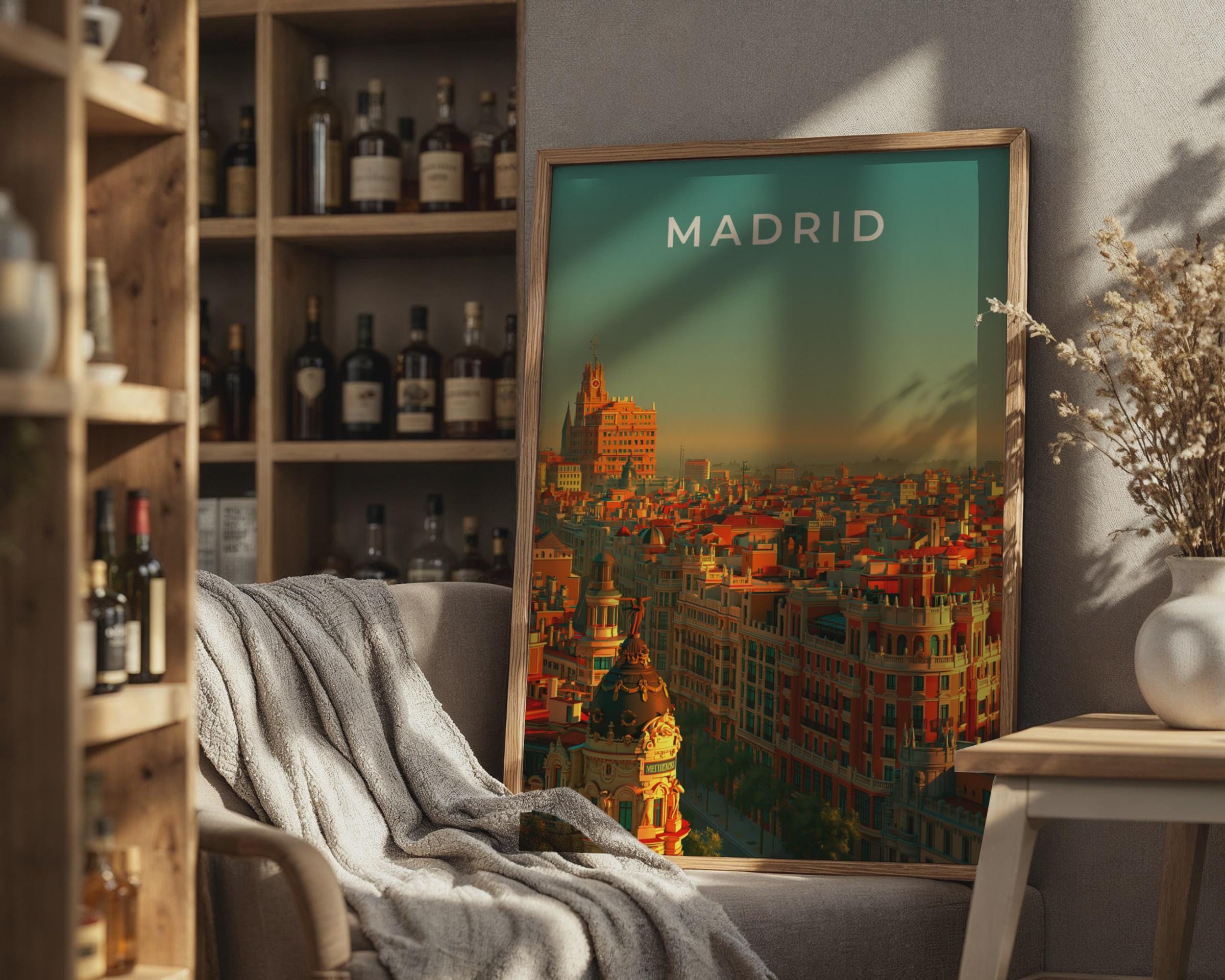Madrid City Poster Urban Landscape Art Print - Travel Wall Art