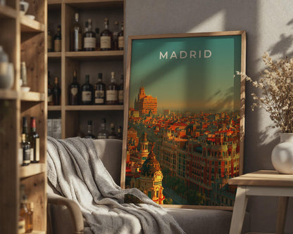 Madrid City Poster Urban Landscape Art Print - Travel Wall Art