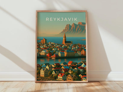 Reykjavik Cityscape Print Iceland Wall Art Landscape Art - Travel Wall Art