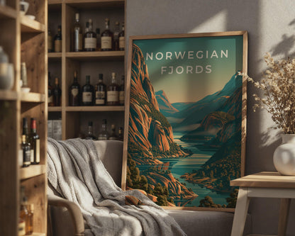 Norwegian Fjords Landscape Art Print - Travel Wall Art