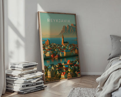 Reykjavik Cityscape Print Iceland Wall Art Landscape Art - Travel Wall Art