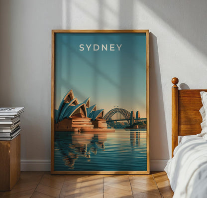 Sydney Opera House Print, Harbour Bridge, Australia Wall Art, Retro City Poster - Travel Wall Art