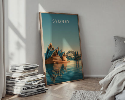 Sydney Opera House Print, Harbour Bridge, Australia Wall Art, Retro City Poster - Travel Wall Art