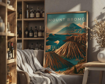 Mount Bromo Print, Indonesia Volcano Poster, Retro Java Wall Art - Travel Wall Art