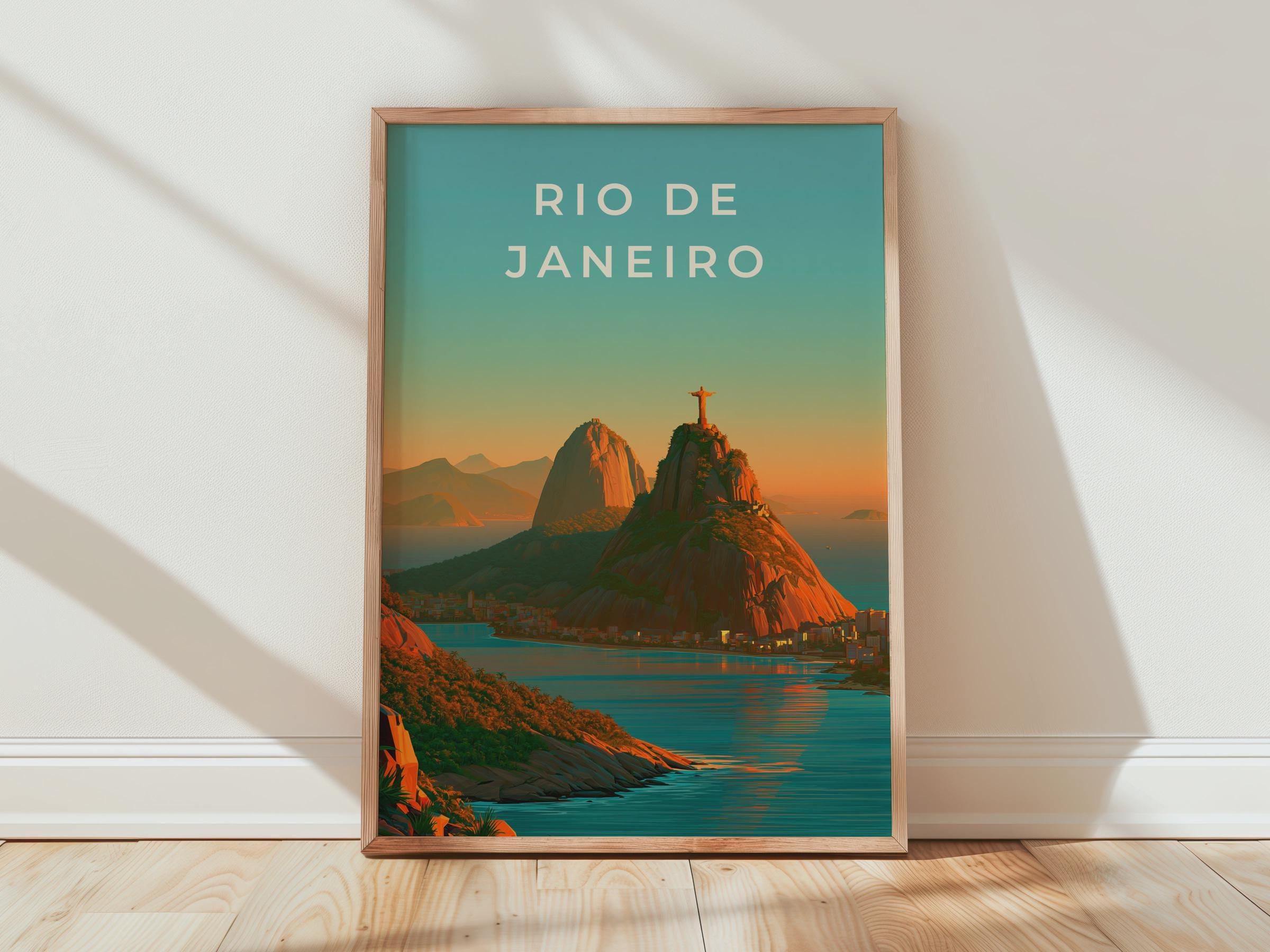 Rio de Janeiro Print, Brazil Wall Art, Christ the Redeemer Sunset Poster - Travel Wall Art
