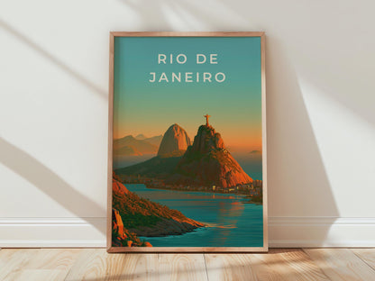 Rio de Janeiro Print, Brazil Wall Art, Christ the Redeemer Sunset Poster - Travel Wall Art