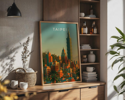Taipei Skyline Print, Taipei 101 Tower, Taiwan City Wall Art Poster - Travel Wall Art