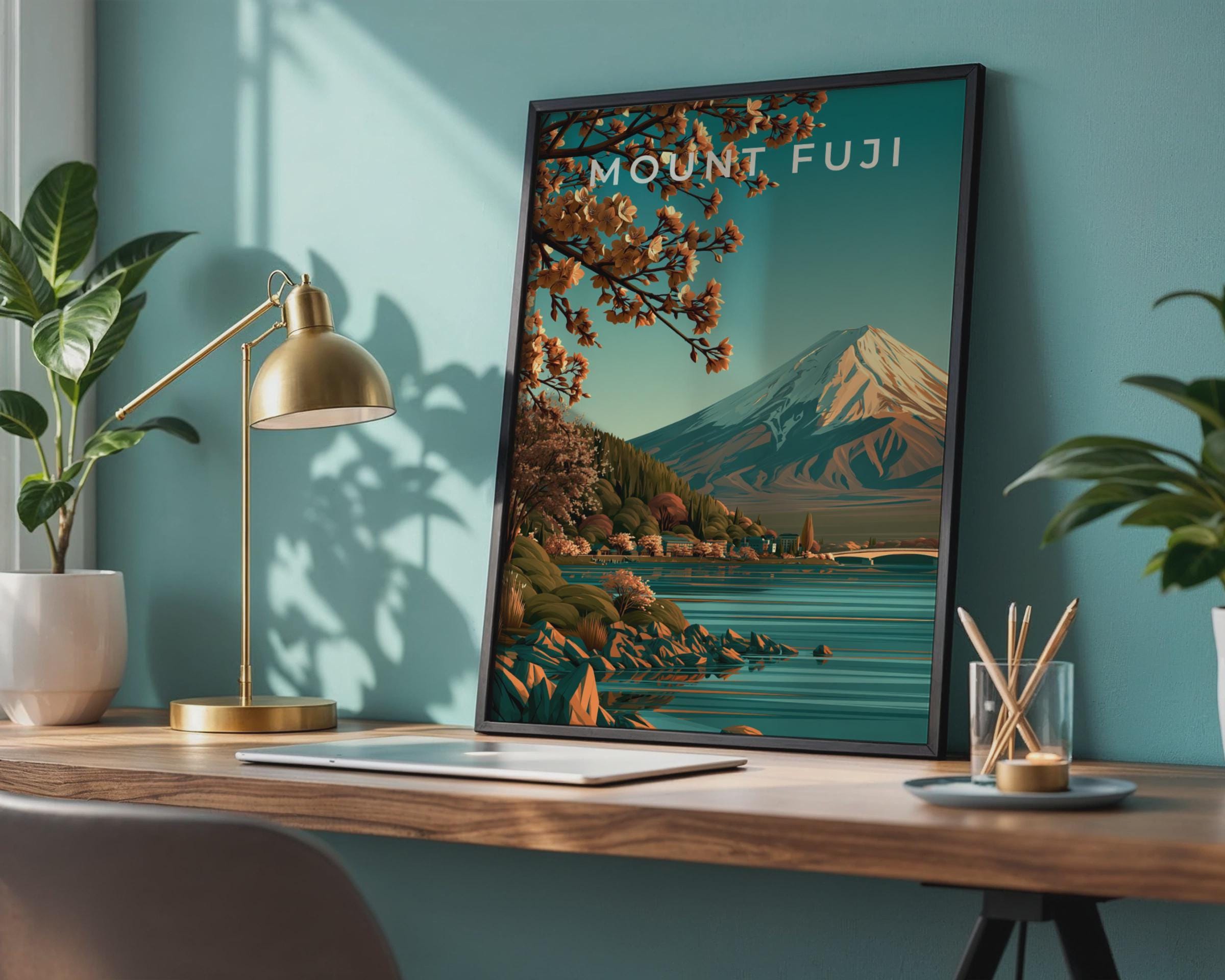 Mount Fuji Print, Japan Wall Art, Cherry Blossom Poster - Travel Wall Art