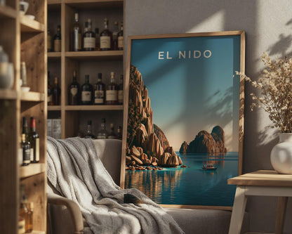 El Nido Palawan Print, Philippines Island Art, Tropical Cliff Seascape Poster - Travel Wall Art