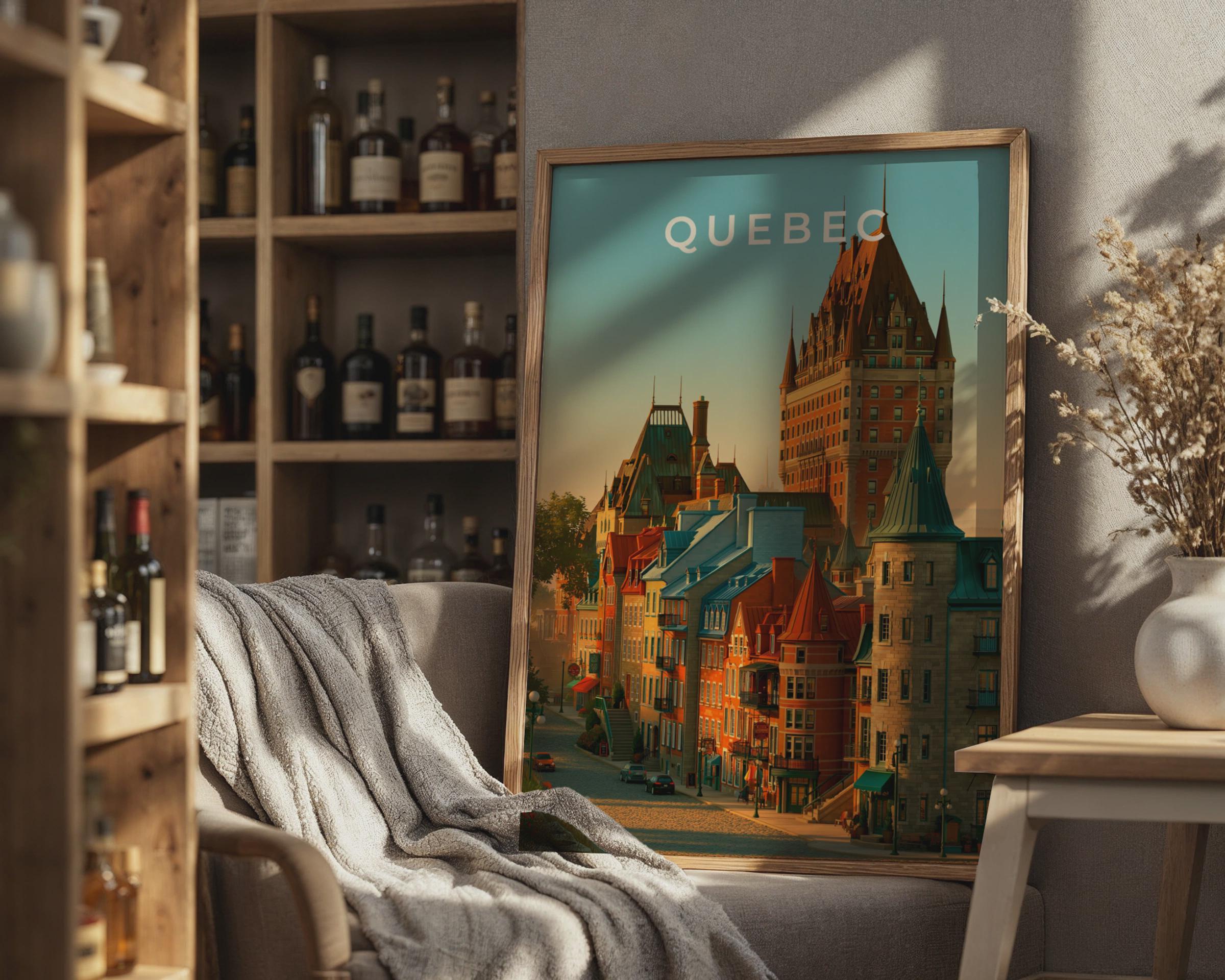 Quebec City Poster, Chateau Frontenac, Old Quebec Wall Art, Canada Print - Travel Wall Art