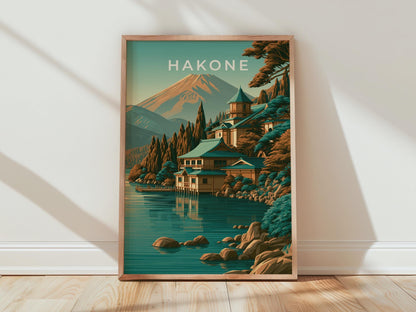 Hakone Japan Print, Lake Ashi Mount Fuji Poster, Vintage Japanese Wall Art - Travel Wall Art