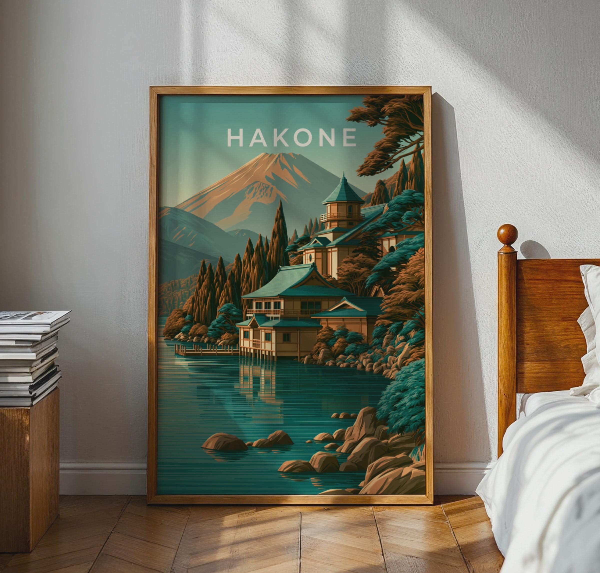 Hakone Japan Print, Lake Ashi Mount Fuji Poster, Vintage Japanese Wall Art - Travel Wall Art