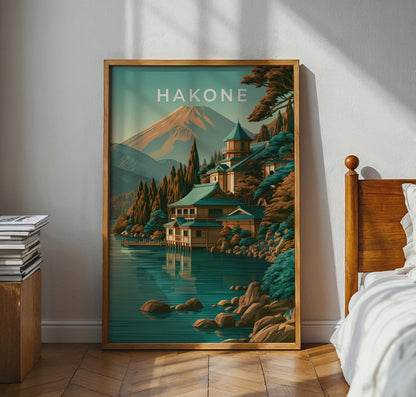 Hakone Japan Print, Lake Ashi Mount Fuji Poster, Vintage Japanese Wall Art - Travel Wall Art